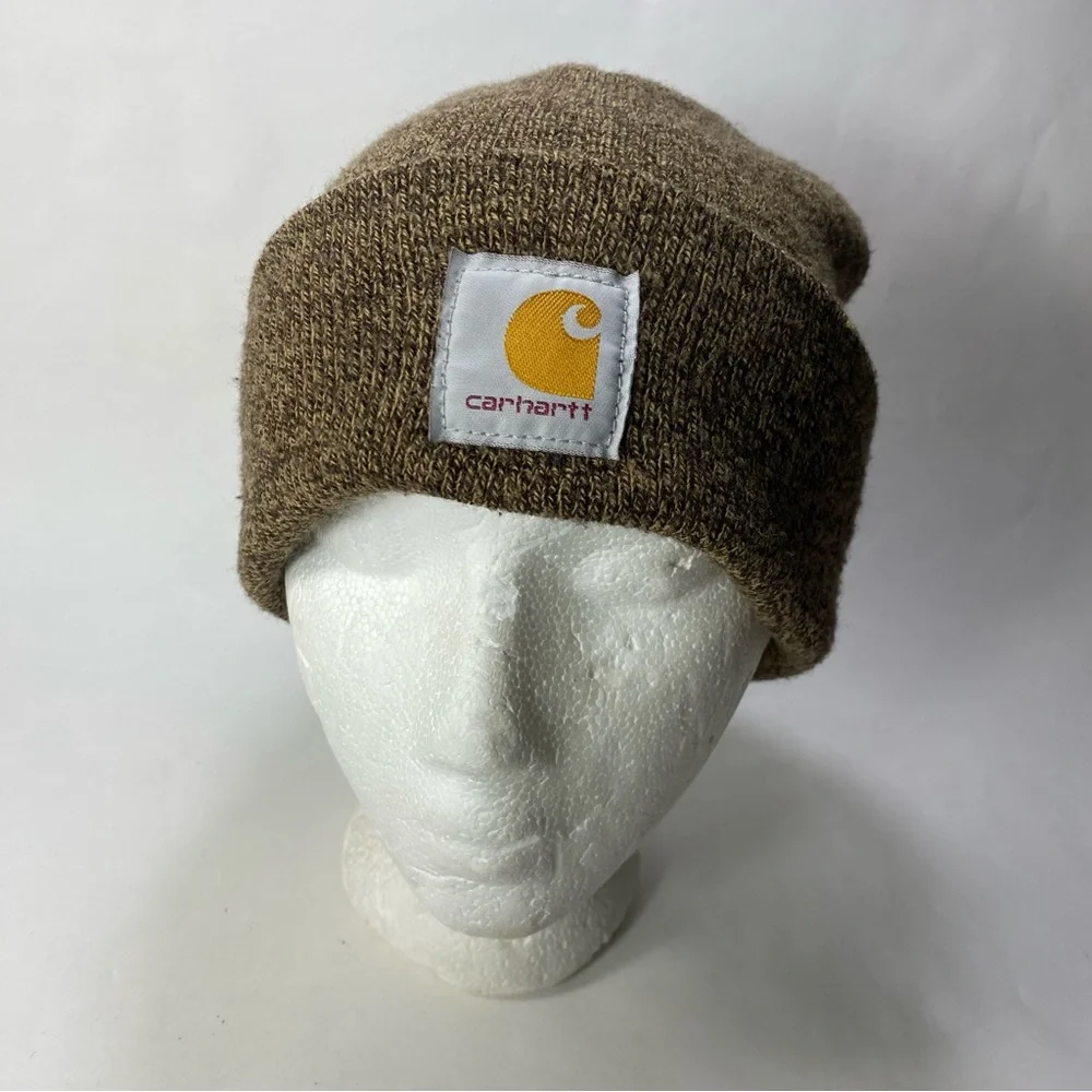Carhartt Brown Tan Knit Foldover Cuff Style Beanie Hat - Unisex
